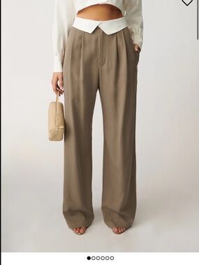 Reformation Wide-Leg Stevie Pant in Taupe